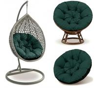 Amazinggirl Coussin Fauteuil Suspendu 110 cm - Coussin Oeuf Suspendu & Papasan Rond - Grande Assise déperlante rembourrée pour Jardin Terrasse Véranda Salon et Intérieur Vert Teinte B