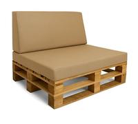 Amazinggirl Coussin Palette de Jardin en Mousse Assise 120x80 cm et Dossier 120x40 cm - Coussins Exterieur et Interieur Gros oreillers pour d'assise canapé Banc Balcon Banquette et terrasse Beige