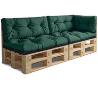 Amazinggirl Coussin Palette de Jardin Lot de 5 Coussins pour palettes - Exterieur et Interieur Gros Oreiller pour d'assise canapé Banc Balcon Banquette et terrasse Vert