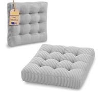 Amazinggirl Galette de Chaise Coussin Assise carré 50 cm - Dessus pour chaises intérieur Coussin de siège Doux et Lavable Style scandinave Velours côtelé Gris Clair