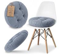 Amazinggirl Galette de Chaise Coussin Assise Rond 40 cm - Dessus pour chaises Interieur Coussins Siege Doux et Lavable Galette scandinave Velours cotele Bleu Jean
