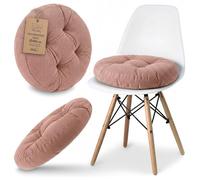 Amazinggirl Galette de Chaise Coussin Assise Rond 40 cm - Dessus pour chaises Interieur Coussins Siege Doux et Lavable Galette scandinave Velours cotele Rose