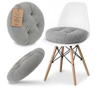 Galette de chaise Coussin assise rond 40 cm - Dessus pour chaises interieur Coussins siege doux velours cotele Gris