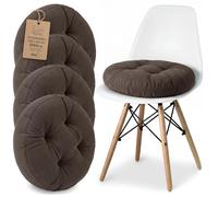 Amazinggirl Galette de Chaise Lot de 4 Coussins Assise Rond 40 cm - Dessus pour chaises Interieur Coussin Siege Doux et Lavable Galette scandinave Velours cotele Brun