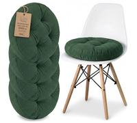 Amazinggirl Galette de Chaise Lot de 4 Coussins Assise Rond 40 cm - Dessus pour chaises Interieur Coussin Siege Doux et Lavable Galette scandinave Velours cotele Vert