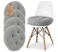 Amazinggirl Galette de Chaise Lot de 4 Coussins Assise Rond 40 cm - Dessus pour chaises Interieur Coussin Siege Doux et Lavable Galette scandinave Velours cotele Gris