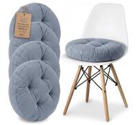 Amazinggirl Galette de Chaise Lot de 4 Coussins Assise Rond 40 cm - Dessus pour chaises Interieur Coussin Siege Doux et Lavable Galette scandinave Velours cotele Bleu Jean