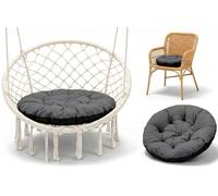 Amazinggirl Galette de Chaise Ronde 60 cm - Coussin Rond pour Chaise de Jardin Rotin & Balancelle - Assise rembourrée déperlante pour Terrasse Balcon Jardin et Intérieur Graphite Teinte B