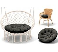 Amazinggirl Galette de Chaise Ronde 60 cm - Coussin Rond pour Chaise de Jardin Rotin & Balancelle - Assise rembourrée déperlante pour Terrasse Balcon Jardin et Intérieur Graphite Lin écologique