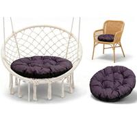 Amazinggirl Galette de Chaise Ronde 60 cm - Coussin Rond pour Chaise de Jardin Rotin & Balancelle - Assise rembourrée déperlante pour Terrasse Balcon Jardin et Intérieur Bordeaux Lin écologique