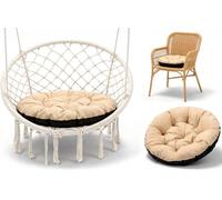 Amazinggirl Galette de Chaise Ronde 60 cm - Coussin Rond pour Chaise de Jardin Rotin & Balancelle - Assise rembourrée déperlante pour Terrasse Balcon Jardin et Intérieur Beige Teinte B