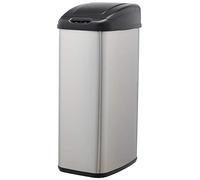 Amazon Basics 50 liter / 13.2 gallon Motion Sensor Hands-Free Rectangulaire Trash Can for Narrow Spaces, Argenté/Noir