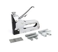 Amazon Basics Agrafeuse ultra robuste - 3 en 1 avec 600 agrafes, pour tissus d’ameublement, réparations de la maison, menuiserie, décoration et mobilier, Noir,Argent