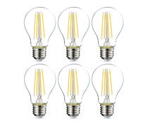 Amazon Basics ampoules LED Culot Edison à vis E27 7 W (équivalent 60 W) blanc chaud Filament transparent Intensité non variable, Lot de 6
