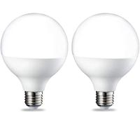 Amazon Basics ampoules LED en forme de globe G93 Culot Edison à vis E27 14,5 W (équivalent 100 W) Blanc chaud vif Intensité non variable, Lot de 2