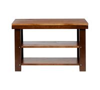Amazon Basics Banc de rangement pour chaussures d'entrée massif, étagère à chaussures, 3 niveaux, couloir, bois de pin massif, Marron (Expresso), 70 x 26 x 45 cm