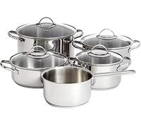 Amazon Basics Batterie de Cuisine à Induction en Acier Inoxydable, 9 Pièces, Casserole avec Couvercle, Cocotte