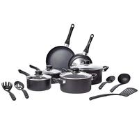 Amazon Basics Batterie de cuisine anti-adhésive 15 pièces, Noir