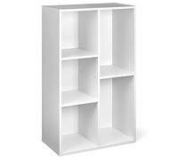 Amazon Basics Bibliothèque avec 5 compartiments, étagère de bureau, bibliothèque, salon, chambre à coucher, cube, Blanc, 50 x 24 x 80 cm