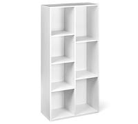 Amazon Basics Bibliothèque avec 7 compartiments, étagère de bureau, bibliothèque, salon, chambre à coucher, cube, blanc, 50 x 24 x 106 cm