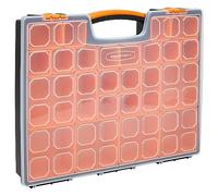 Amazon Basics Boîte de rangement professionnelle avec 19 compartiments amovibles, Noir,Orange, 41.9 x 33.5 x 6.1 cm (L x l x h)