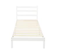 Amazon Basics Cadre de lit plateforme en bois de pin massif avec tête de lit côtelée, moderne, montage facile, pour enfants, 1 personne 90 x 190 x 88 cm, Blanc