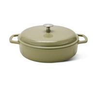 Amazon Basics Cocotte à Braiser en Fonte Émaillée avec Couvercle, 3,8L, Olive