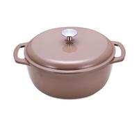 Amazon Basics Cocotte Ronde en Fonte Emaillee avec Couvercle, 4,1 L, Argile