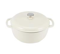 Amazon Basics Cocotte Ronde en Fonte Emaillee avec Couvercle, 4,1 L, Blanc