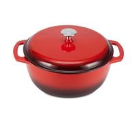 Amazon Basics Cocotte Ronde en Fonte Emaillee avec Couvercle, 4,1 L, Rouge