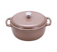 Amazon Basics Cocotte Ronde en Fonte Emaillee avec Couvercle, 5,7 L, Argile