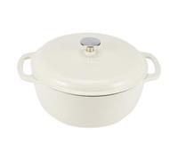 Amazon Basics Cocotte Ronde en Fonte Emaillee avec Couvercle, 5,7 L, Blanc