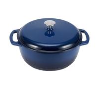 Casserole ronde Amazon Basics en fonte émaillée avec couvercle, 5,7 L, bleu marine