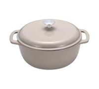 Amazon Basics Cocotte Ronde en Fonte Emaillee avec Couvercle, 5,7 L, Gris lin