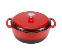 Amazon Basics Cocotte Ronde en Fonte Emaillee avec Couvercle, 5,7 L, Rouge