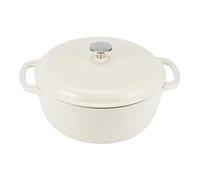 Casserole ronde Amazon Basics en fonte émaillée avec couvercle, 6,9 litres, blanche
