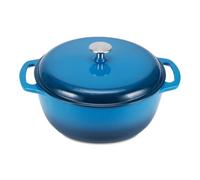 Amazon Basics Cocotte Ronde en Fonte Emaillee avec Couvercle, 6,9 L, Bleu