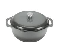 Amazon Basics Cocotte Ronde en Fonte Emaillee avec Couvercle, 6,9 L, Gris