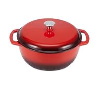 Amazon Basics Cocotte Ronde en Fonte Emaillee avec Couvercle, 6,9 L, Rouge