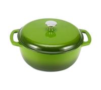 Amazon Basics Cocotte Ronde en Fonte Emaillee avec Couvercle, 6,9 L, Vert