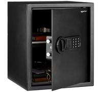 Amazon Basics Coffre-fort électronique en acier avec serrure à clavier numérique programmable pour bijoux, argent, objets de valeur, 43 litres, 35 cm (L) x 33 cm (P) x 42 cm (H), noir