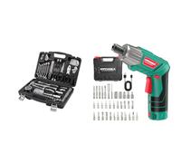 Amazon Basics Coffret d’outils à main 131 pièces pour la maison & Visseuse Sans Fil 6Nm, HYCHIKA Visseuse Devisseuse sans Fil 2.0Ah 3.6V Avec 35 Accessoires