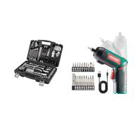 Amazon Basics Coffret d’outils à main 131 pièces pour la maison & Visseuse Sans Fil 6Nm, HYCHIKA Visseuse Devisseuse sans Fil 2000mAh 3.6V avec 20 accessoires, lampe LED, mandrin magnétique, chargeur