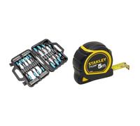 Amazon Basics Coffret tournevis 58 pièces avec embouts plats, cruciformes et Torx, Noir & Stanley 1-30-697 - Mètre Tylon Bi matière 5m X 19mm - Ruban Anti-Corrosion - Blocage Du Ruban