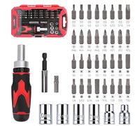 Amazon Basics Coffret tournevis à cliquet magnétique 41 unité, lot de 1, Noir/rouge