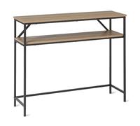 Amazon Basics Console Rectangulaire avec Étagère de Rangement, Cadre en Acier, 30cm x 100cm x 80cm (P x L x H), Finition Chêne