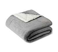 Amazon Basics Couverture Jeté de Canapé Réversible en Sherpa, 127 x 152 cm, Gris Foncé