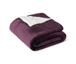 Amazon Basics Couverture Jeté de Canapé Réversible en Sherpa, 127 x 152 cm, Prune