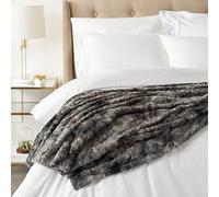 Amazon Basics Couverture jetée de canapé Plaid en fausse fourrure, non chauffant, 150 x 200 cm, gris