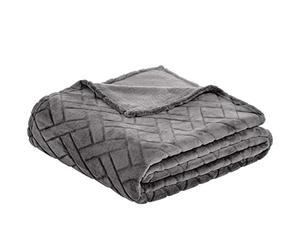 Amazon Basics Couverture jetée de canapé Plaid polaire gaufré, 150 x 200 cm, gris